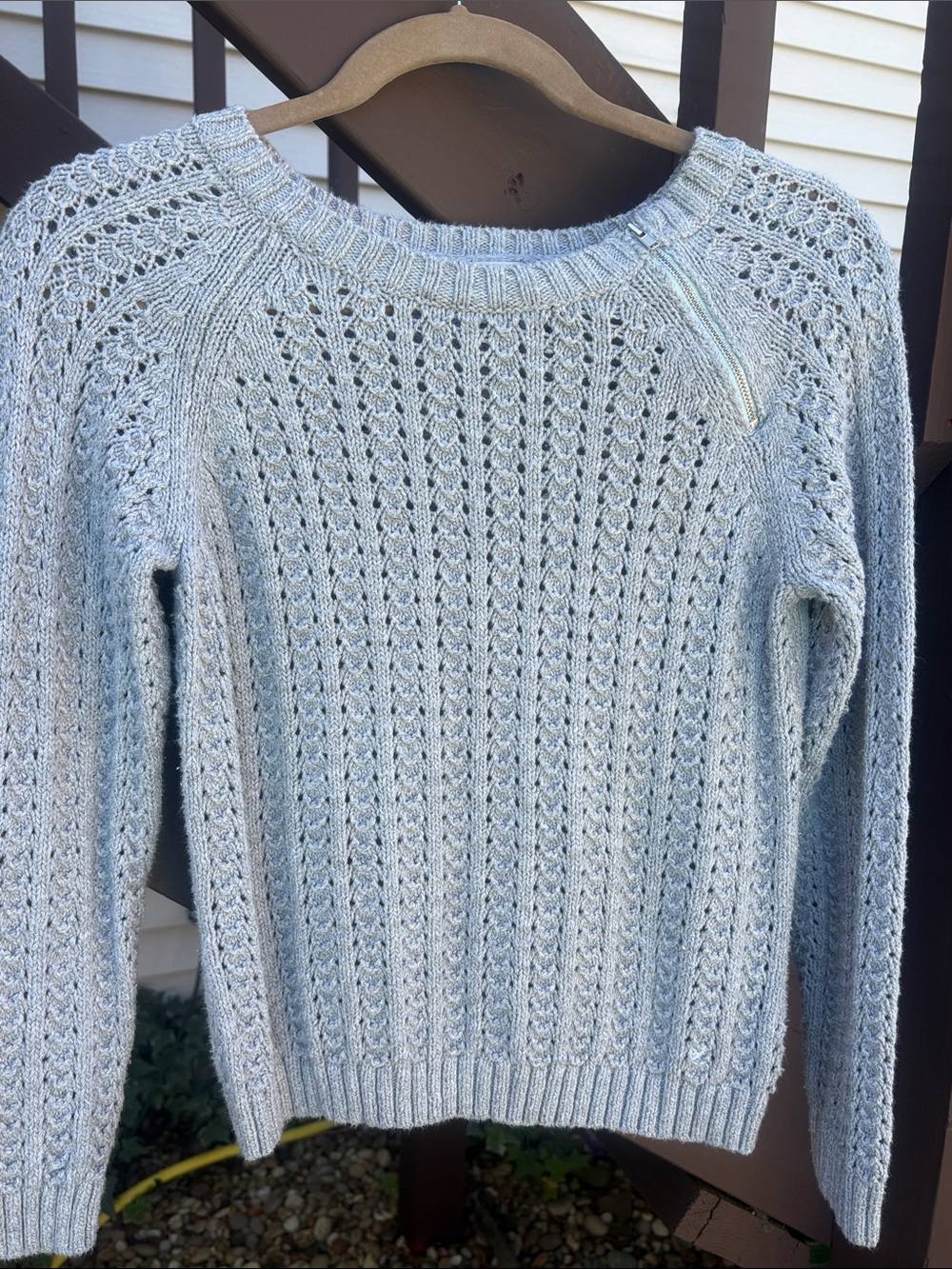 Women's Grey Knit Sweater Medium - Classic Crewneck American Eagle Outfitters